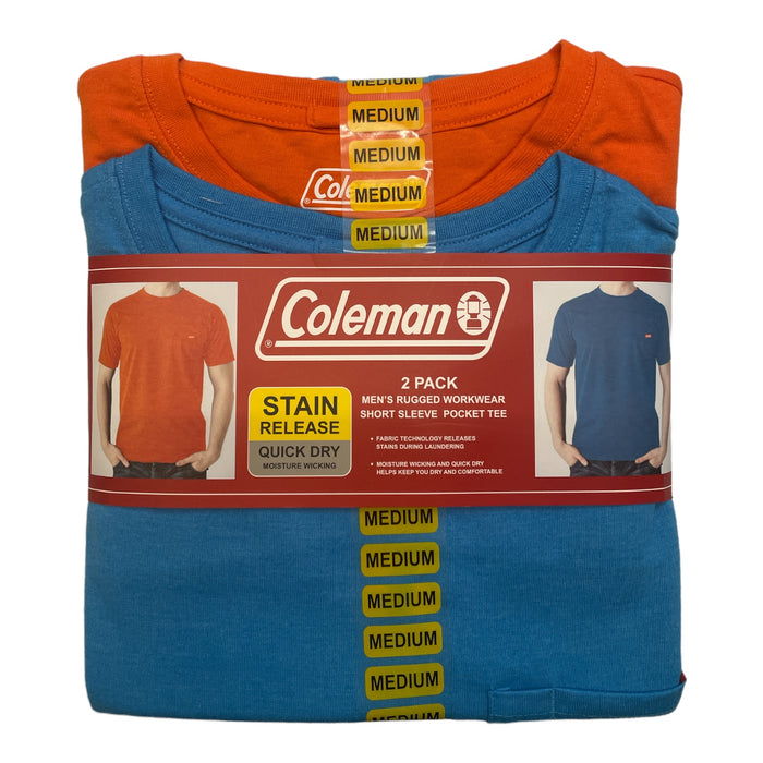 Coleman Men's Rugged Workwear Short Sleeve Pocket Tee, 2 Pack