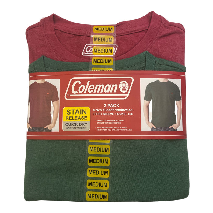 Coleman Men's Rugged Workwear Short Sleeve Pocket Tee, 2 Pack