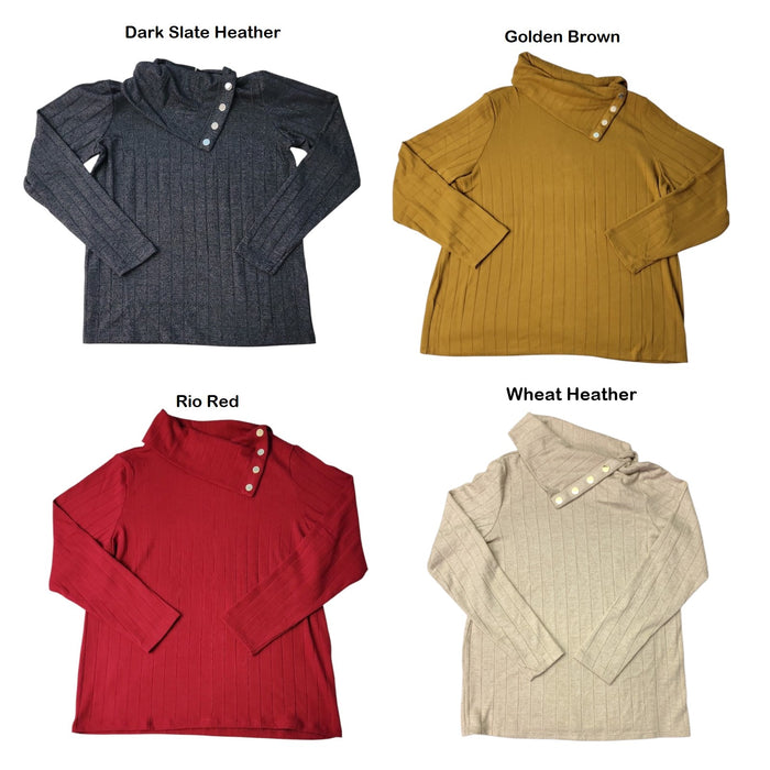 Rafaella Women's Cozy Long Sleeve Soft Cowl Neck Top