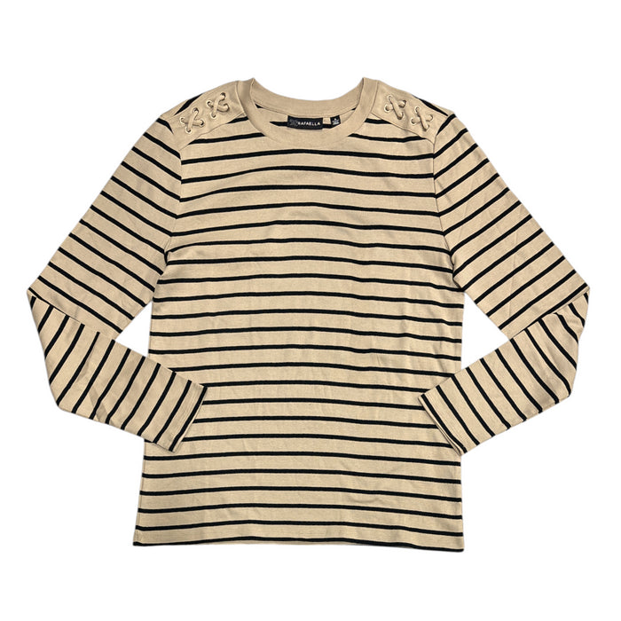 Rafaella Women's Grommet & Lacing Shoulder Detail Long Sleeve Top