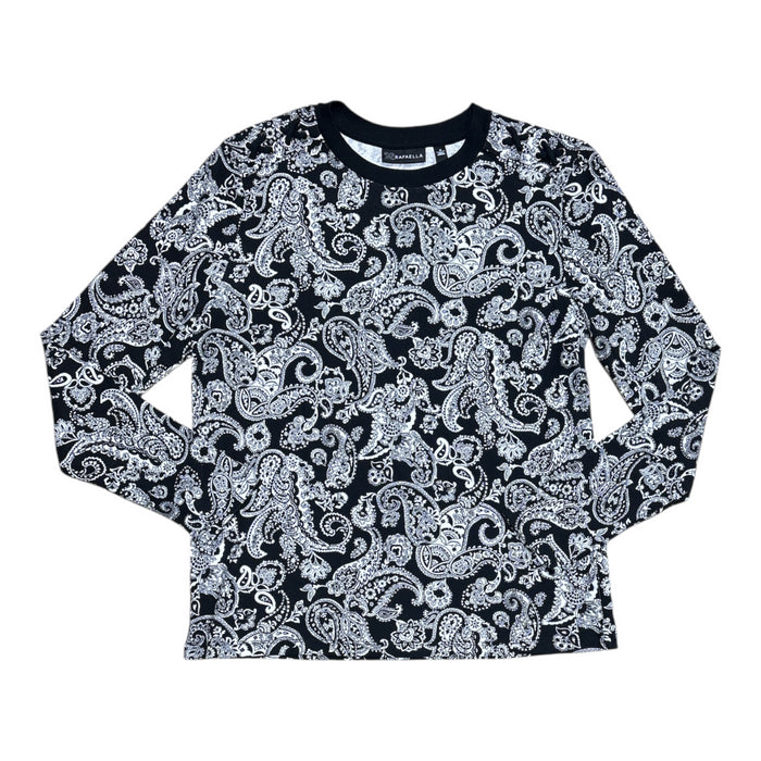 Rafaella Women's Grommet & Lacing Shoulder Detail Long Sleeve Top