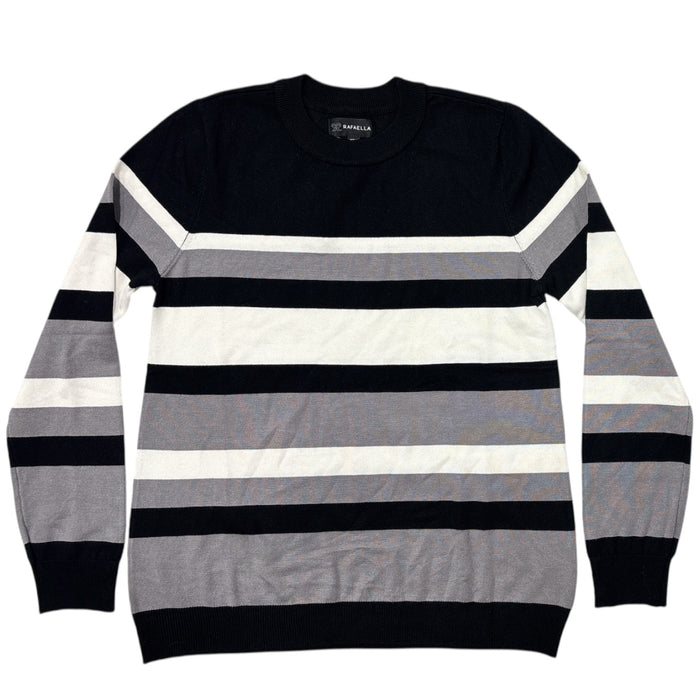 Rafaella Women's Long Sleeve Crew Neck Classic Fit Striped Top