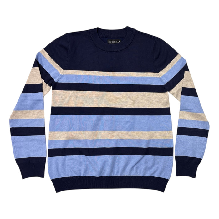 Rafaella Women's Long Sleeve Crew Neck Classic Fit Striped Top
