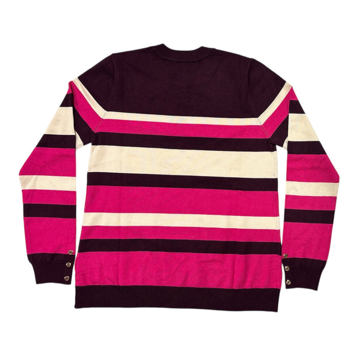 Rafaella Women's Long Sleeve Crew Neck Classic Fit Striped Top