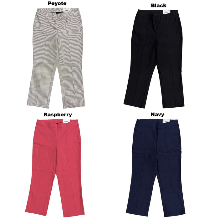 Rafaella Women's Regular Fit Soft Touch Stretch Crop Pintuck Pant