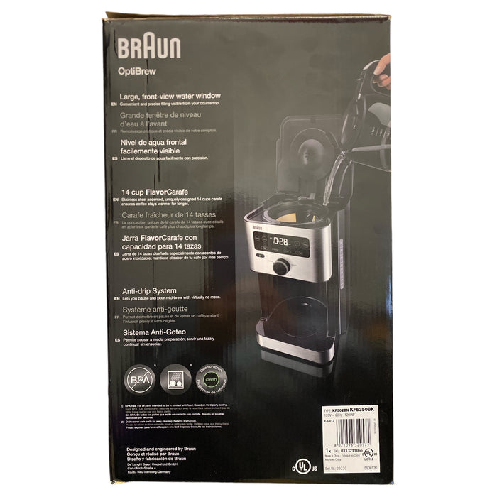 Braun OptiBrew 14 Cup Quick Drip Coffee Maker, KF5350BK, Black