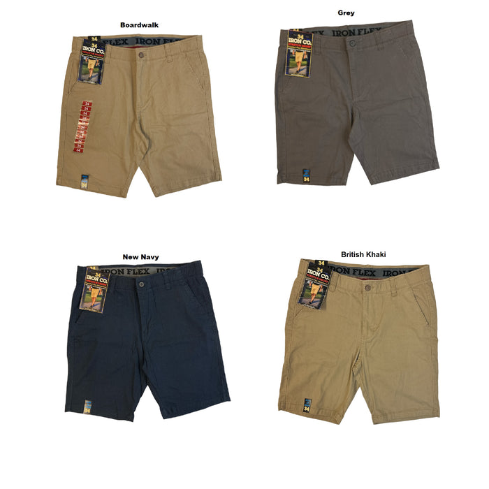 Iron Co. Men's Flat Front Powerflex Waistband Stretch Twill Short