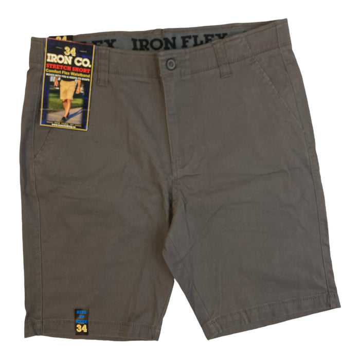 Iron Co. Men's Flat Front Powerflex Waistband Stretch Twill Short
