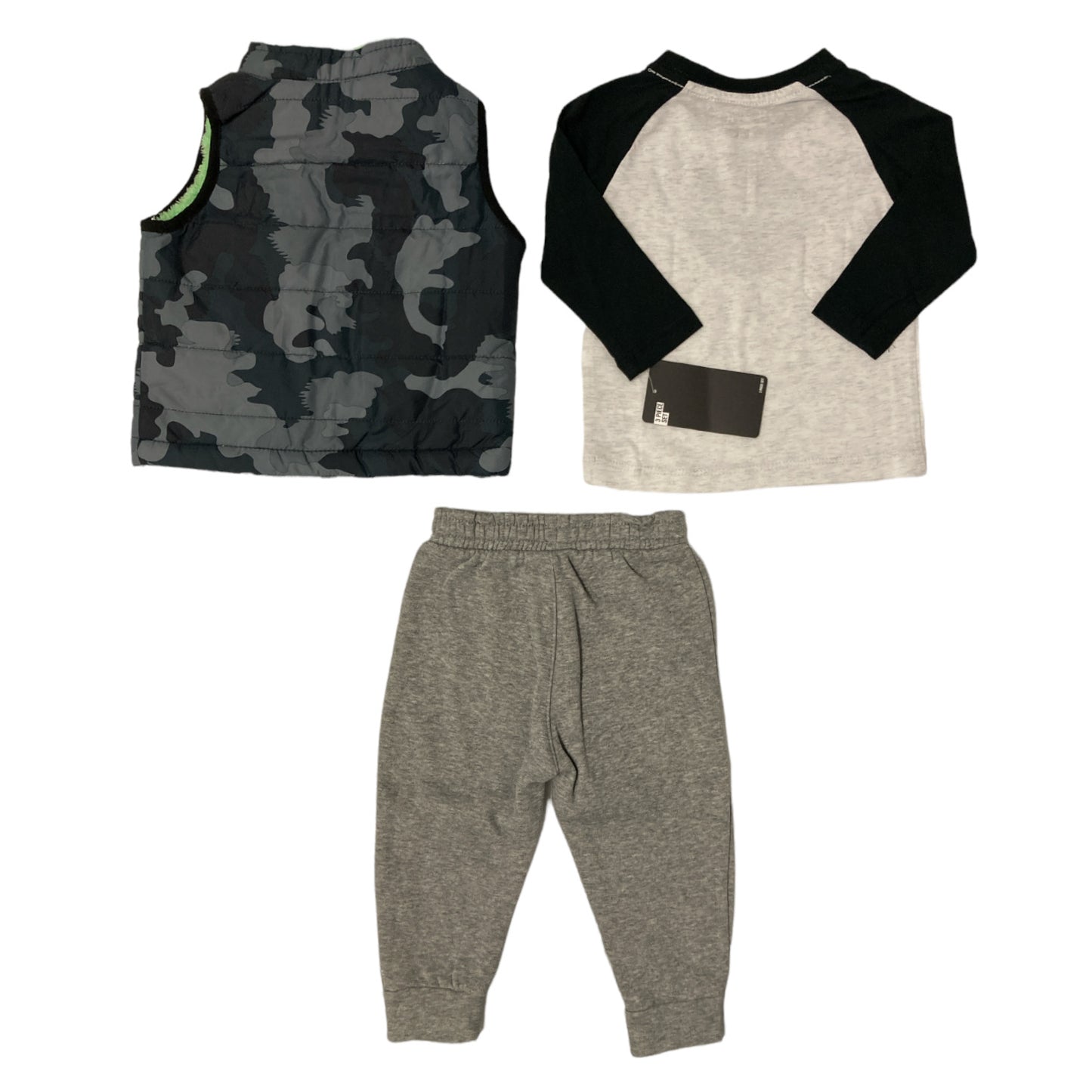 Hurley Boy's 3 Piece Puffer Vest Long Sleeve Shirt & Jogger Set