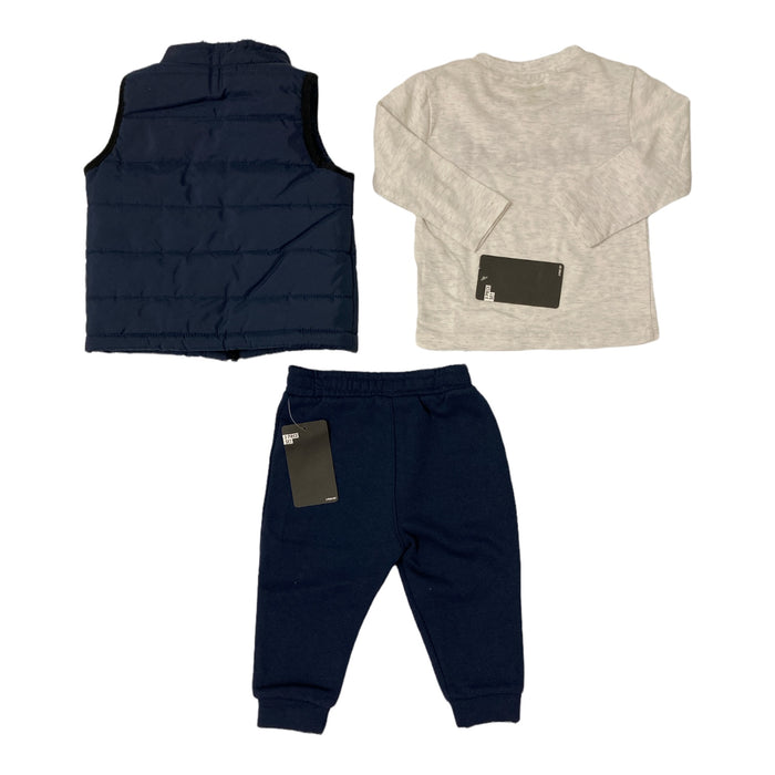 Hurley Boy's 3 Piece Puffer Vest Long Sleeve Shirt & Fleece Jogger Set