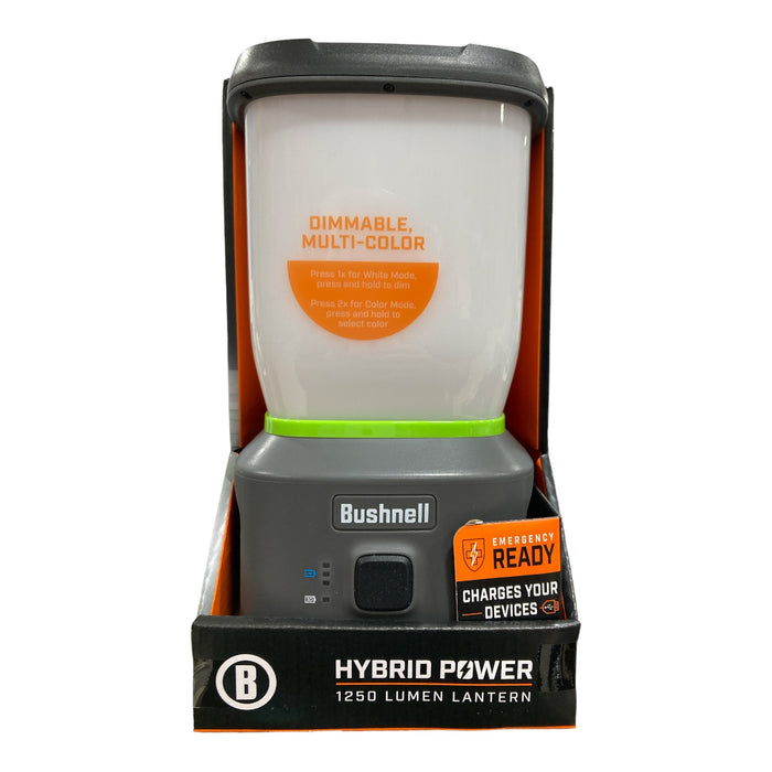 Bushnell Hybrid Power 1250 Lumen Rechargeable or Battery Powered Lantern, Grey