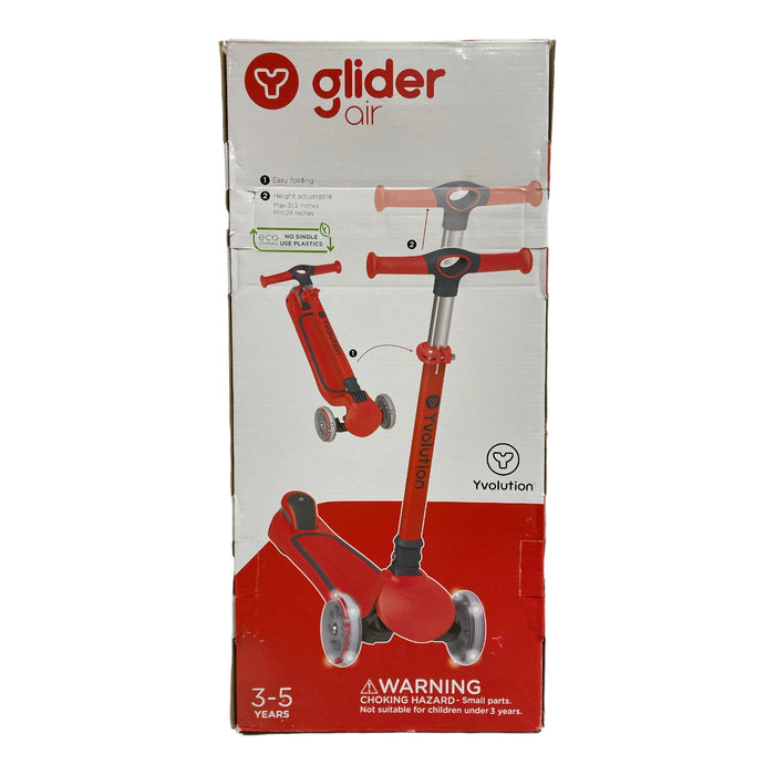 Yvolution Glider Air Three LED Lighted Wheel YGlider Scooter, Red