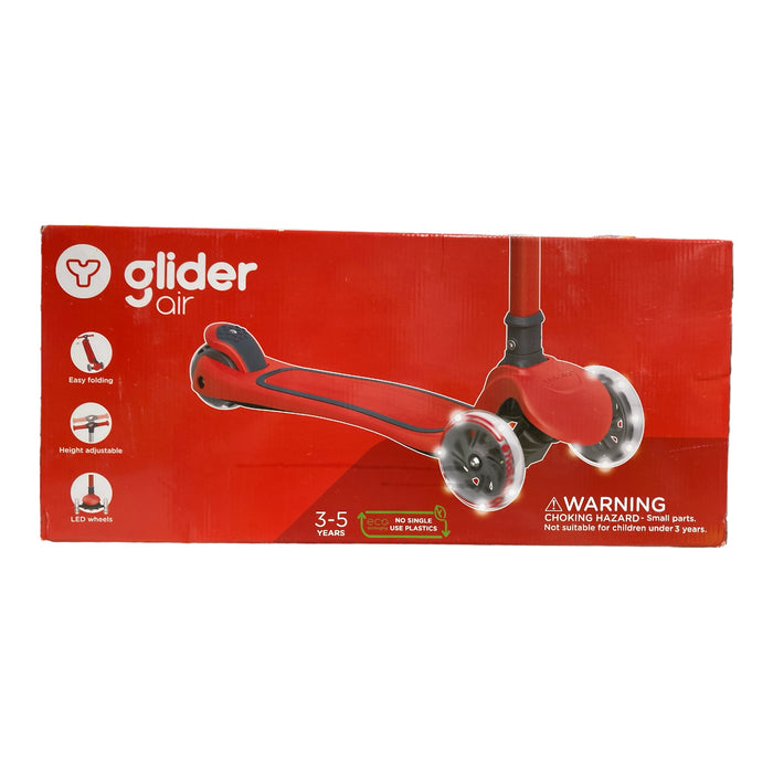 Yvolution Glider Air Three LED Lighted Wheel YGlider Scooter, Red