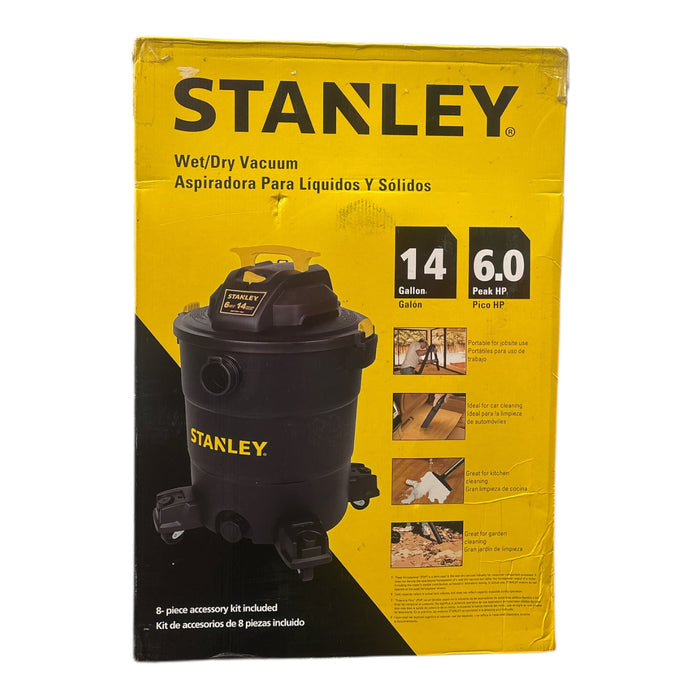 Stanley 14 Gal. 6.0 Peak HP Stainless Steel Wet Dry Vacuum w/ Hose & Accessories