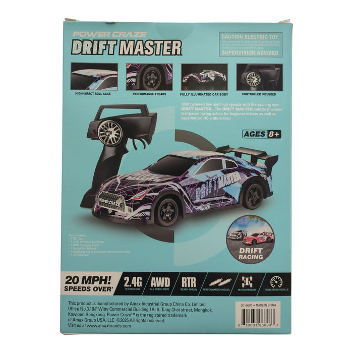 Power Craze Drift Master 1:24 Scale Drift Remote Control Car, Blue