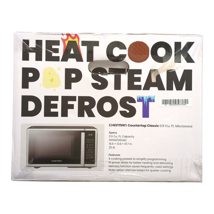 Chefman Digital Countertop Microwave Oven, .9cuft, Stainless Steel, RJ55-SS-9-CK