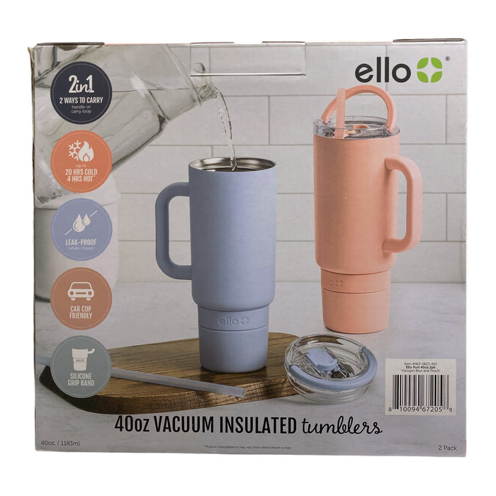 Ello Port 40-oz. Stainless Steel Leak-Proof Easy Clean Tumbler with Handle, 2pk