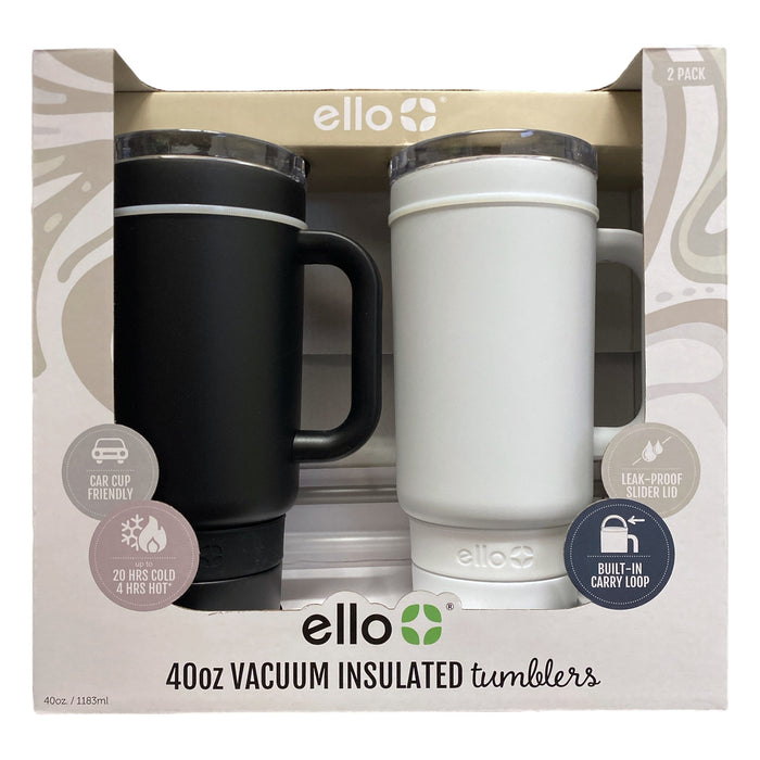 Ello Port 40-oz. Stainless Steel Leak-Proof Easy Clean Tumbler with Handle, 2pk