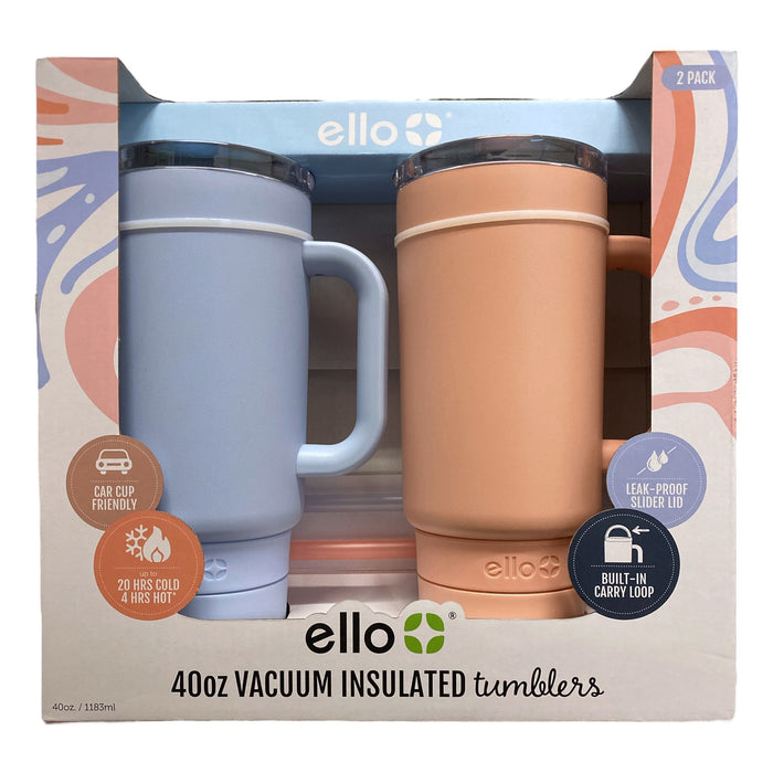 Ello Port 40-oz. Stainless Steel Leak-Proof Easy Clean Tumbler with Handle, 2pk