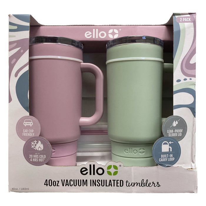 Ello Port 40-oz. Stainless Steel Leak-Proof Easy Clean Tumbler with Handle, 2pk