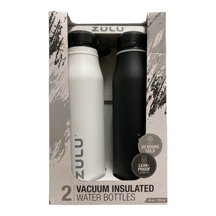 ZULU Leak-Proof Stainless Steel Vacuum Insulated Water Bottle, 2pk