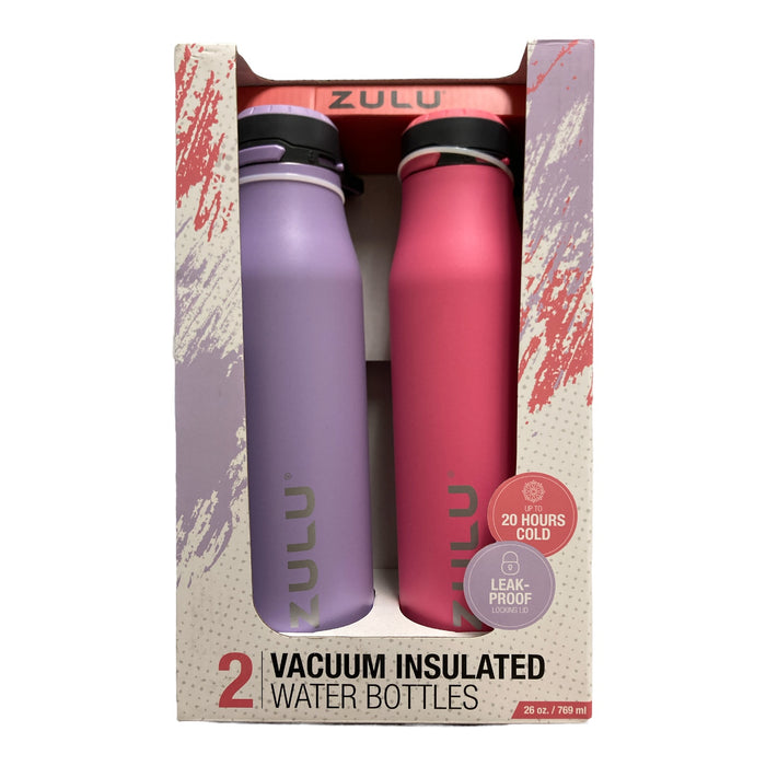 ZULU Leak-Proof Stainless Steel Vacuum Insulated Water Bottle, 2pk