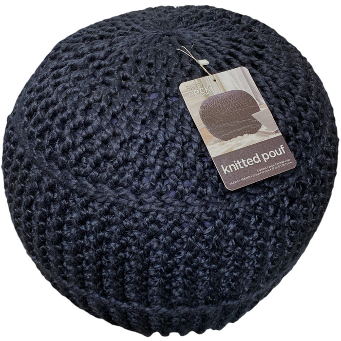 BirdRock Home Hand-Knitted Lightweight Pouf Footstool, Navy