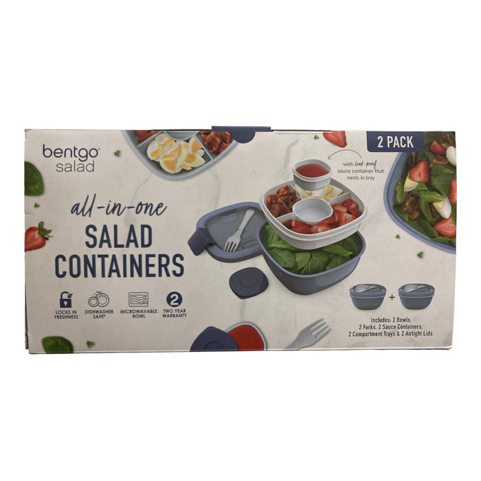 Bentgo All-in-One Salad Bento Container Lunch Box, 2-Pack (Slate)