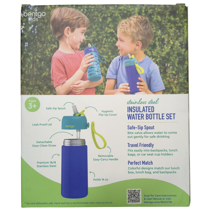 Bentgo Kids Stainless Steel Water Bottle Set, 14oz, 2 Pack