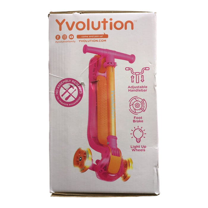 Yvolution Glider Air Three Wheel Folding YGlider Scooter, Pink/Orange