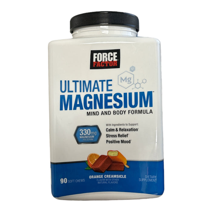 Force Factor Ultimate Magnesium Mind & Body, 330mg, Orange Creamsicle, 90 Chews