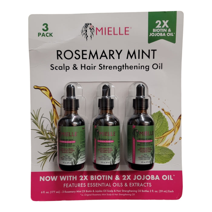 Mielle Rosemary Mint Scalp & Hair Strengthening Oil, 2 oz., 3 pk with Biotin Oil