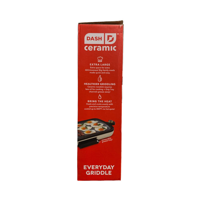 Dash Everyday Ceramic Nonstick Electric Griddle, 20"x10.5" Cook Surface, White