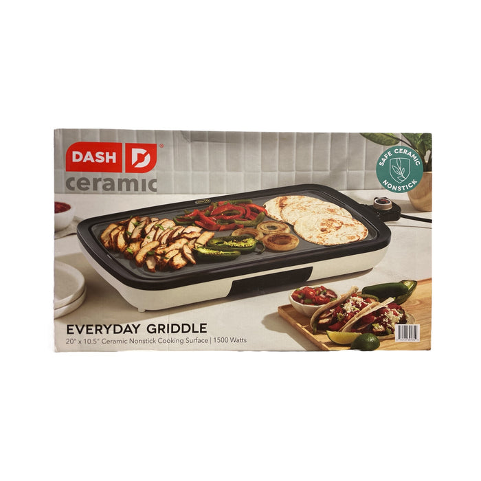 Dash Everyday Ceramic Nonstick Electric Griddle, 20"x10.5" Cook Surface, White