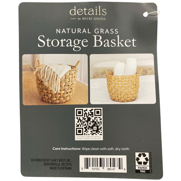 details by Becki Owens Handwoven Natural Grass Storage Basket