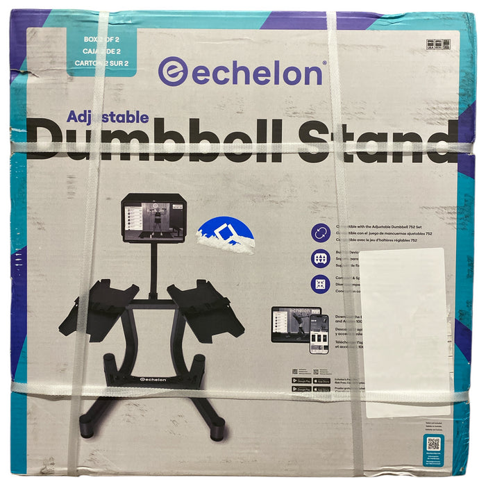 Echelon Adjustable Dumbbells (QTY 2) 752 with Stand, 7 to 52.5 LBS Quick Select