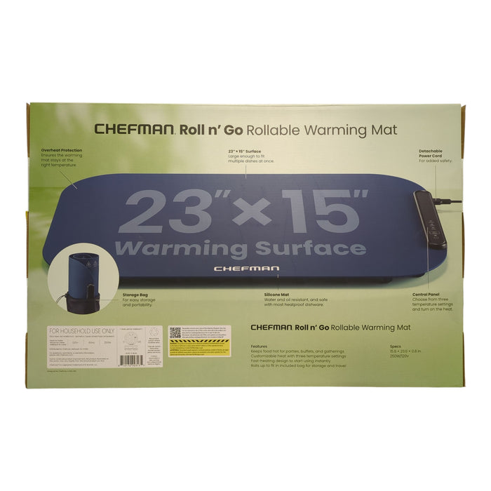 Chefman Roll 'n Go Rollable 23"x15" Warming Mat, Blue