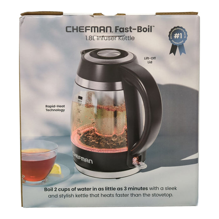 Chefman Fast-Boil Electric Kettle, with Removable Tea Infuser, 1500W, 1.8L