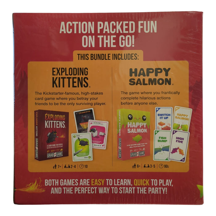Exploding Kittens & Happy Salmon, Grab & Game Edition Card Games Bundle