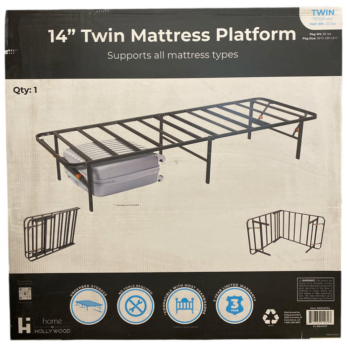 Home by Hollywood Twin Mattress Platform with Underbed Storage, 14"