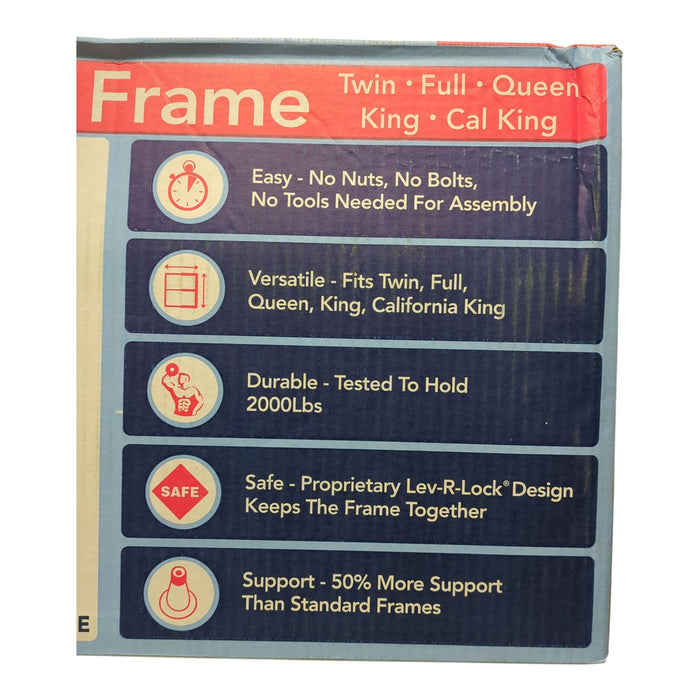 Hollywood E3 Easy Assemble Convertible Steel Bed Frame, 9 Support Legs, Black