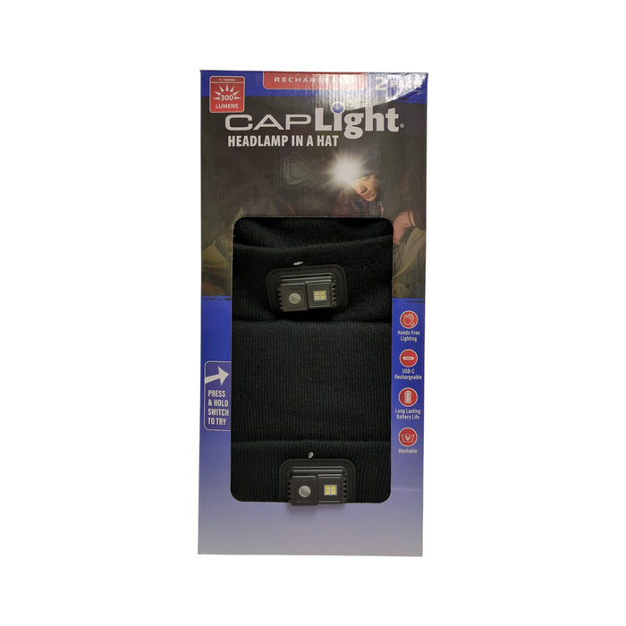 CAPLight Rechargeable 300 Lumen Headlamp 4.0 Tight Knit Beanie, 2pk