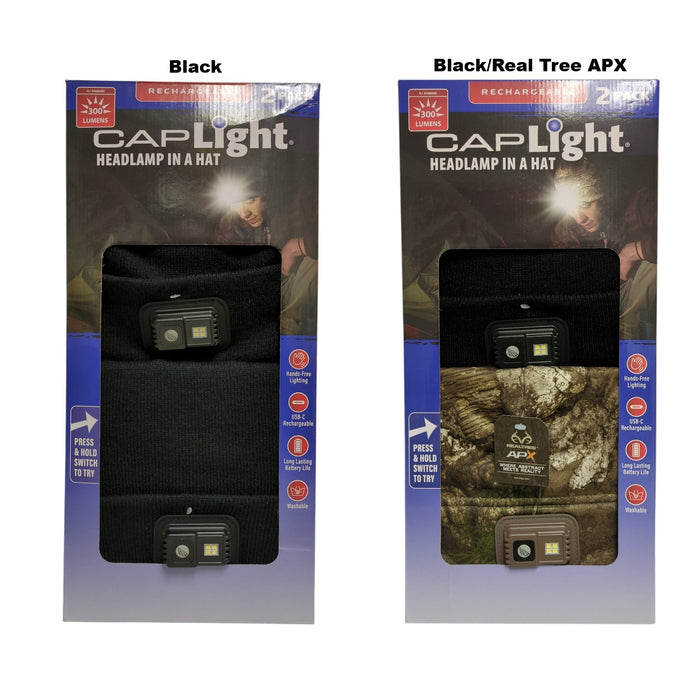 CAPLight Rechargeable 300 Lumen Headlamp 4.0 Tight Knit Beanie, 2pk
