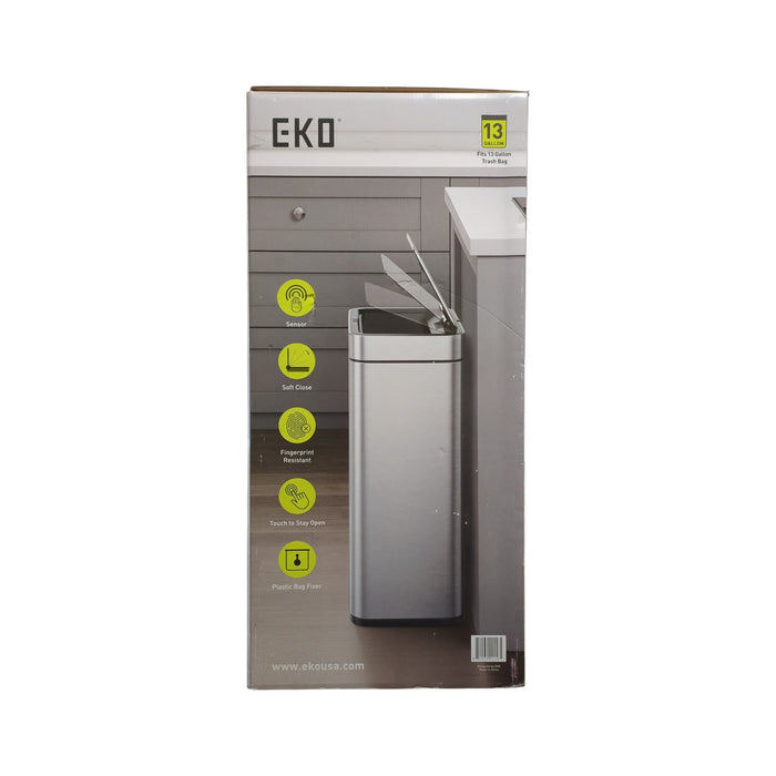 EKO 13.2G/50L Deluxe Mirage Stainless Steel Matte Finish Sensor Trash Can