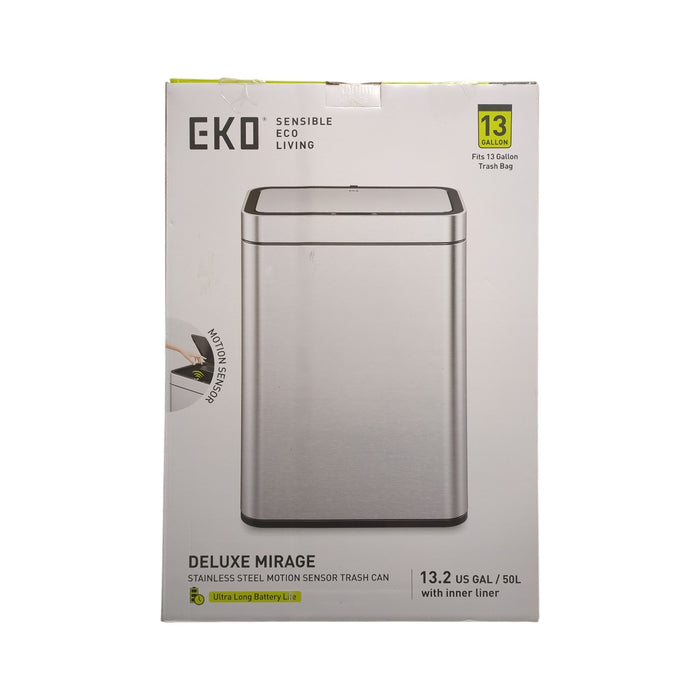 EKO 13.2G/50L Deluxe Mirage Stainless Steel Matte Finish Sensor Trash Can