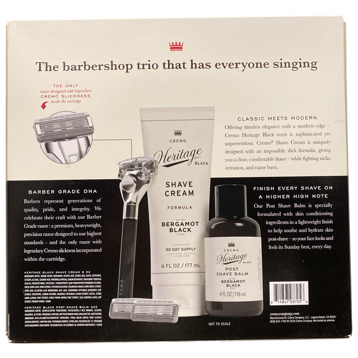 Cremo Company Heritage Shave Kit, Handle, 3 Razors, Shave Cream, Post Shave Balm
