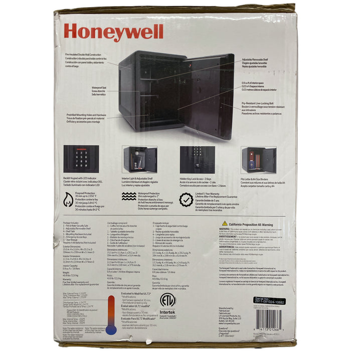 Honeywell 2911 Waterproof & Fire Security Digital Safe 0.92 CuFt, Black