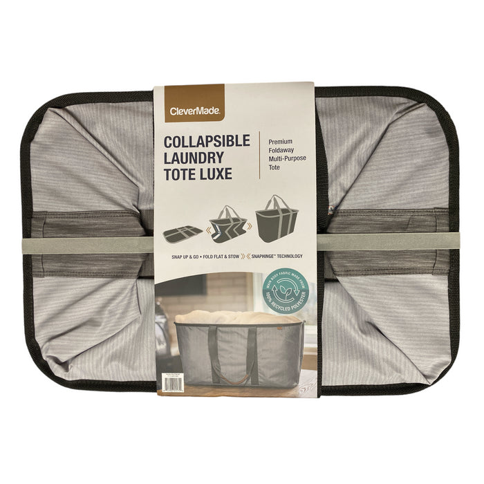 CleverMade Collapsible Multipurpose Laundry Tote Luxe, Grey/Charcoal