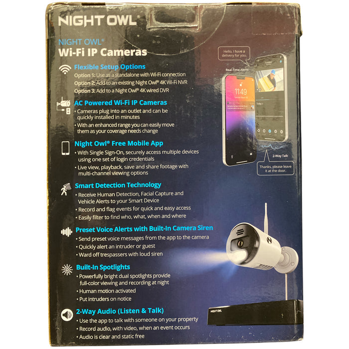 Night Owl Plug-In 4K HD Spotlight Cameras, 2pk, CAM-2PK-WNIP8LBU