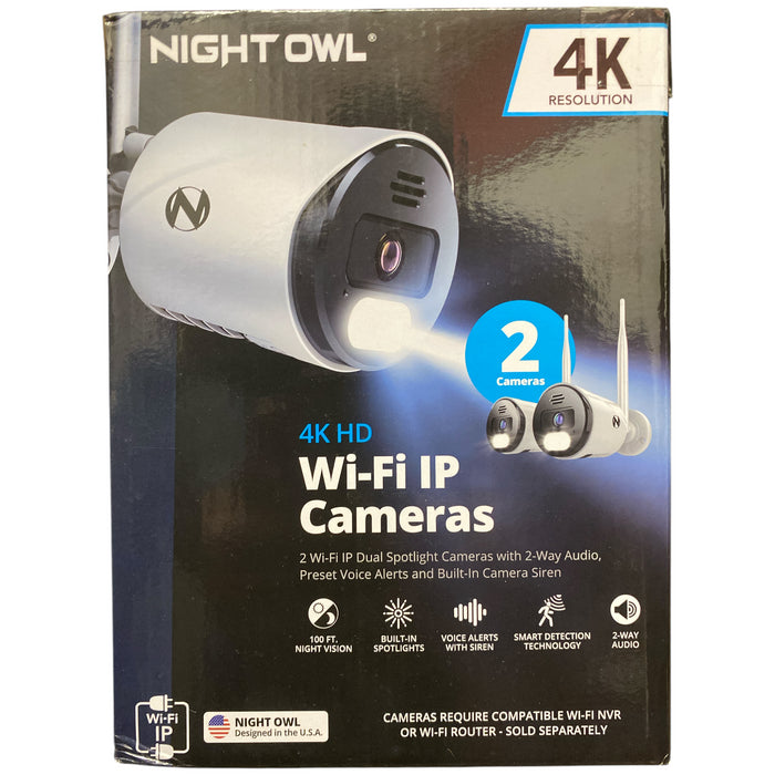 Night Owl Plug-In 4K HD Spotlight Cameras, 2pk, CAM-2PK-WNIP8LBU